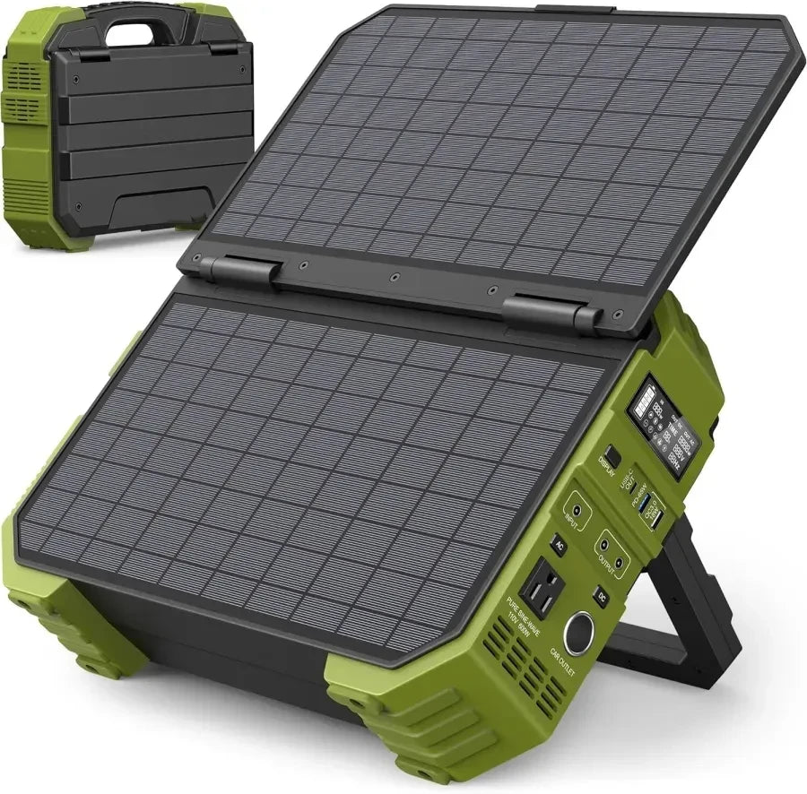 Portable Power Station with Built-in Solar Panel