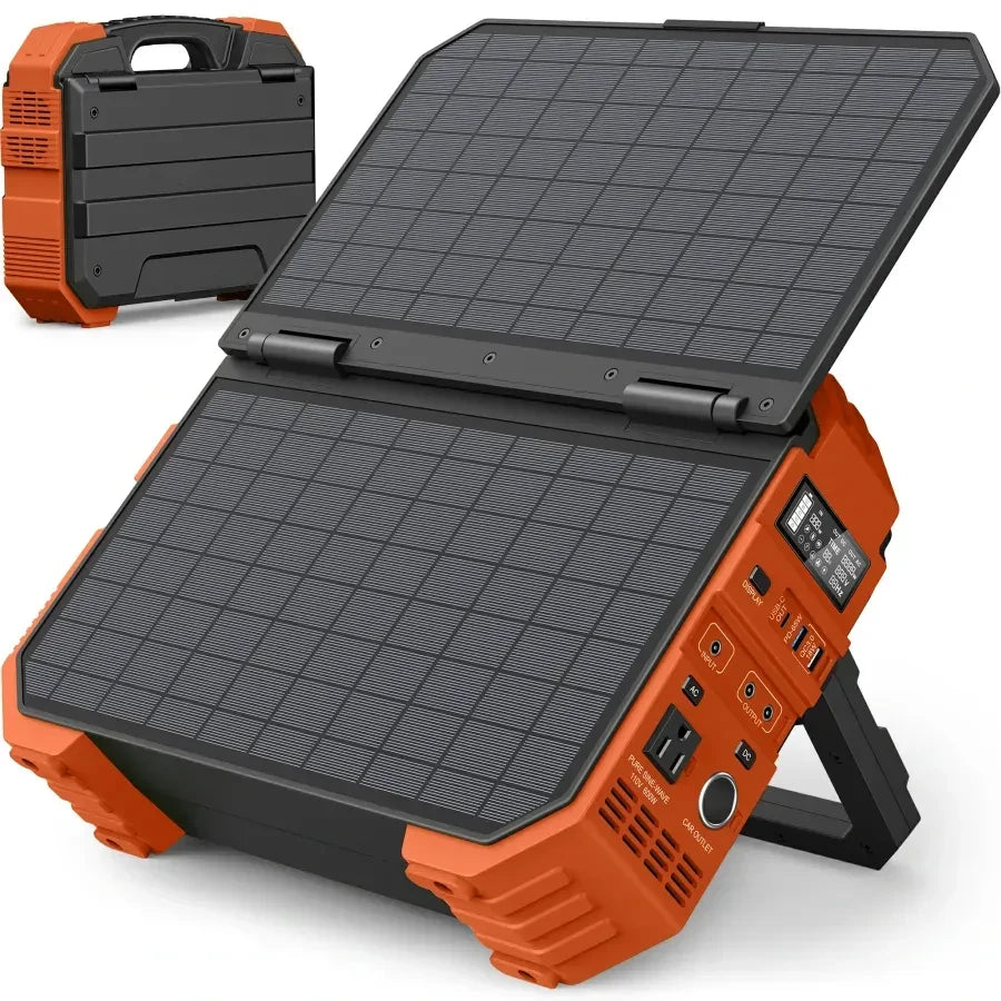 Portable Power Station with Built-in Solar Panel