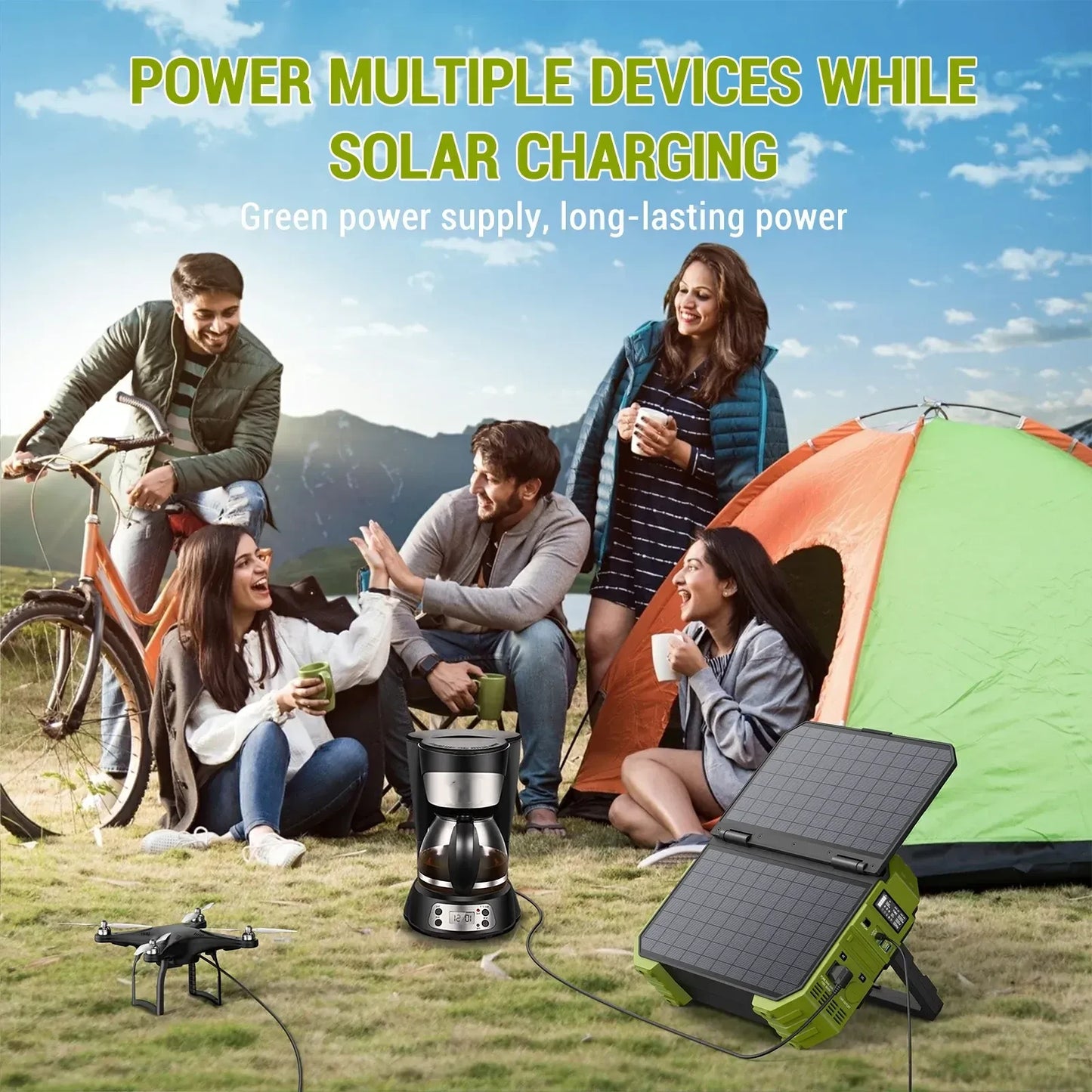 Portable Power Station with Built-in Solar Panel