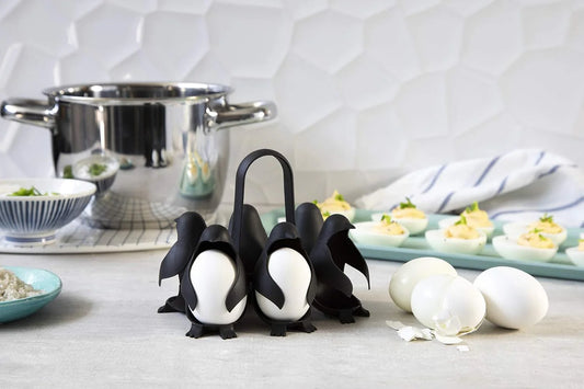 Porte-œufs et cuiseur 3 en 1 Peleg Design Egguins Penguin – Peut contenir 6 œufs, à la coque ou durs 