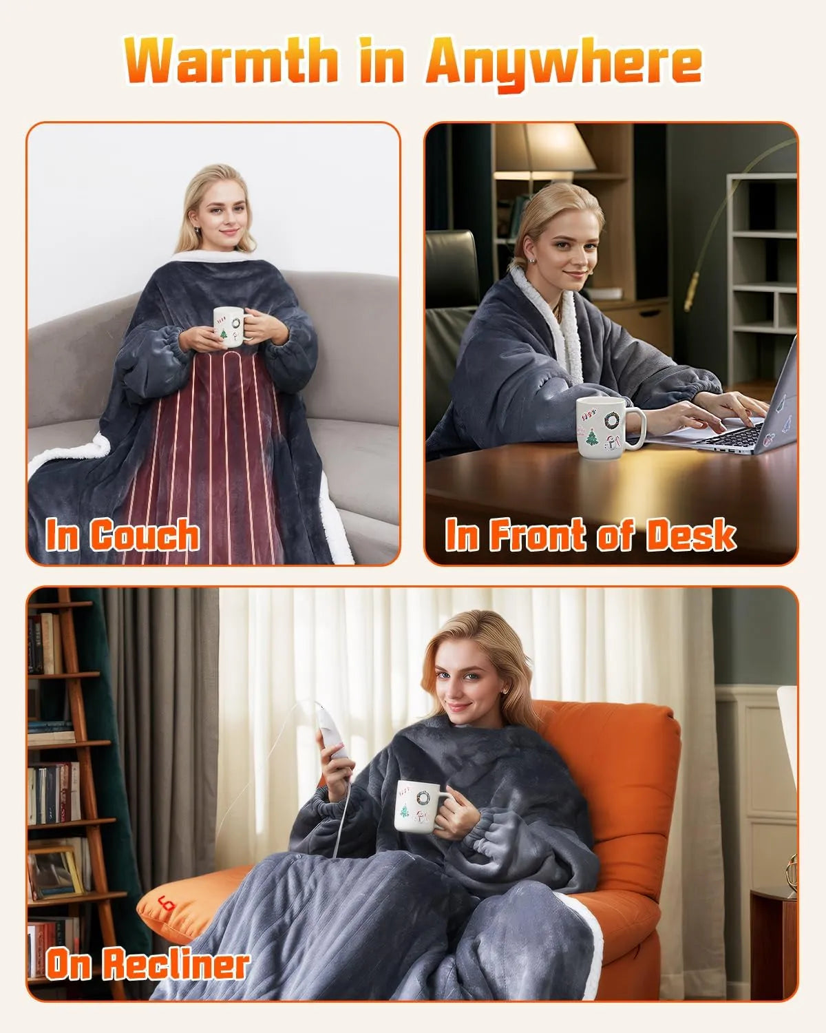 2024 Electric Heated Blanket with Foot Pocket-50 * 70",